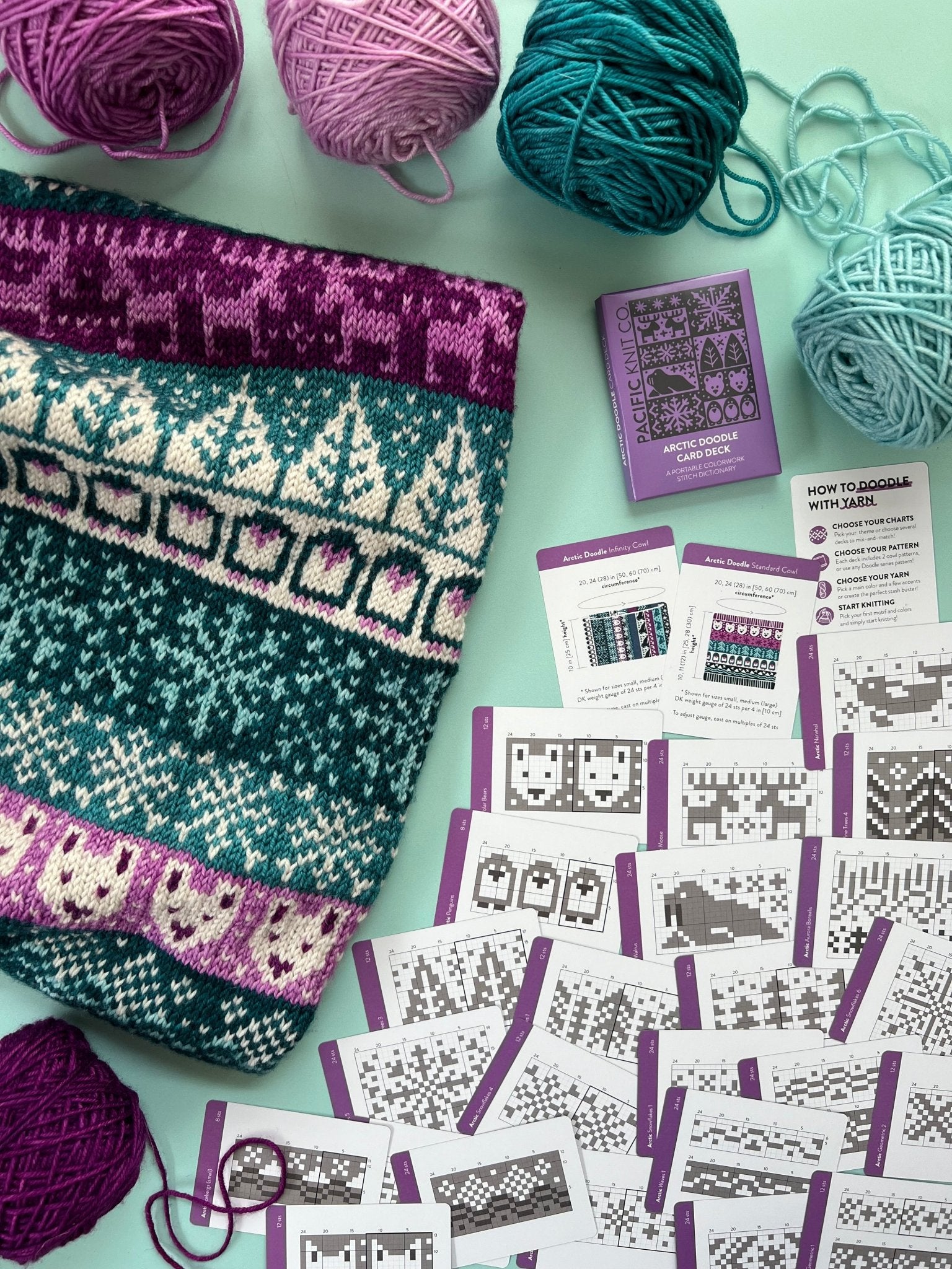 Arctic Doodle Deck: Knitting Chart & Stitch Dictionary Cards - Yarn Love Knitting Pattern