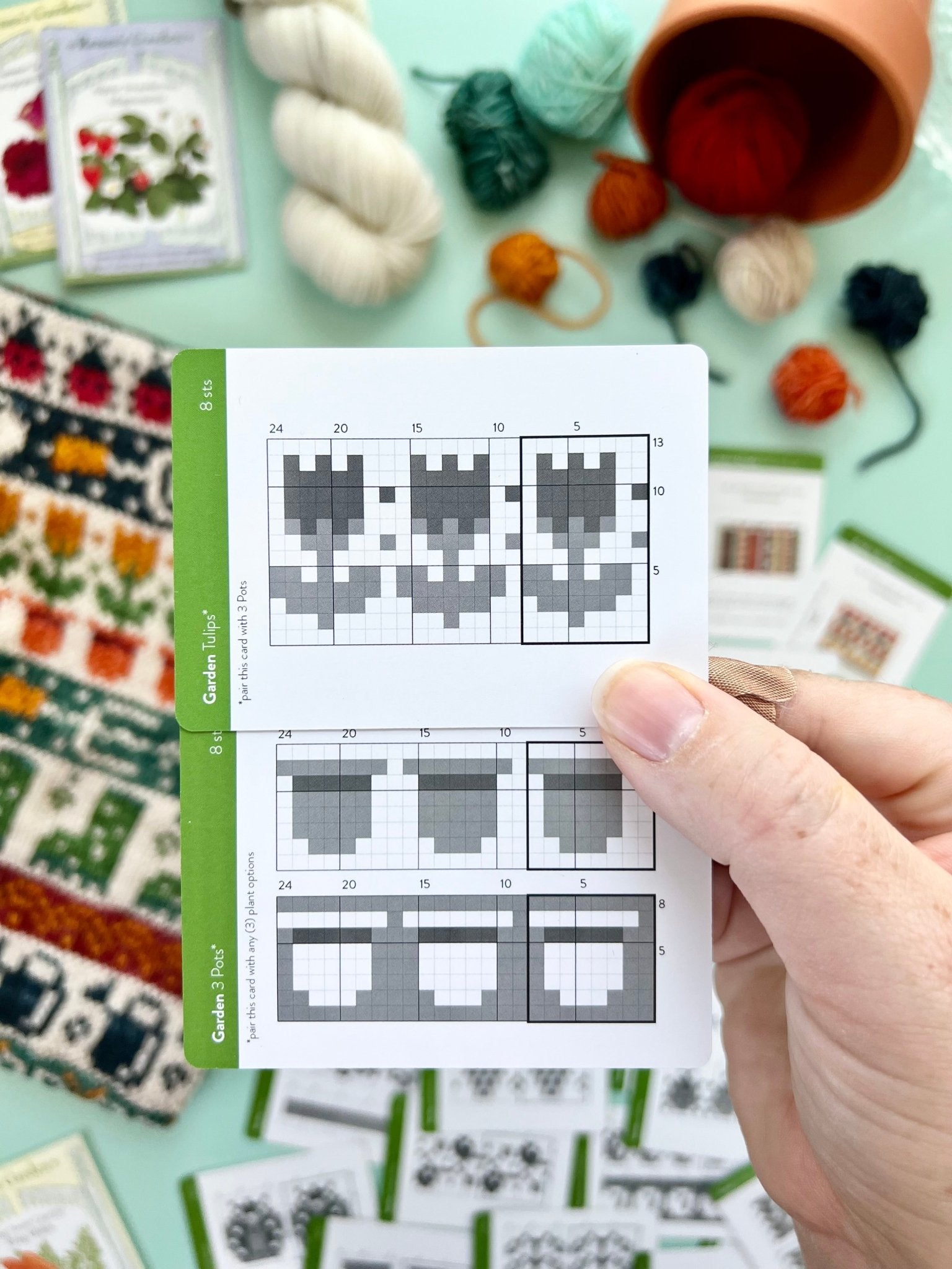 Garden Doodle Deck: Knitting Chart & Stitch Dictionary cards - Yarn Love Knitting Pattern