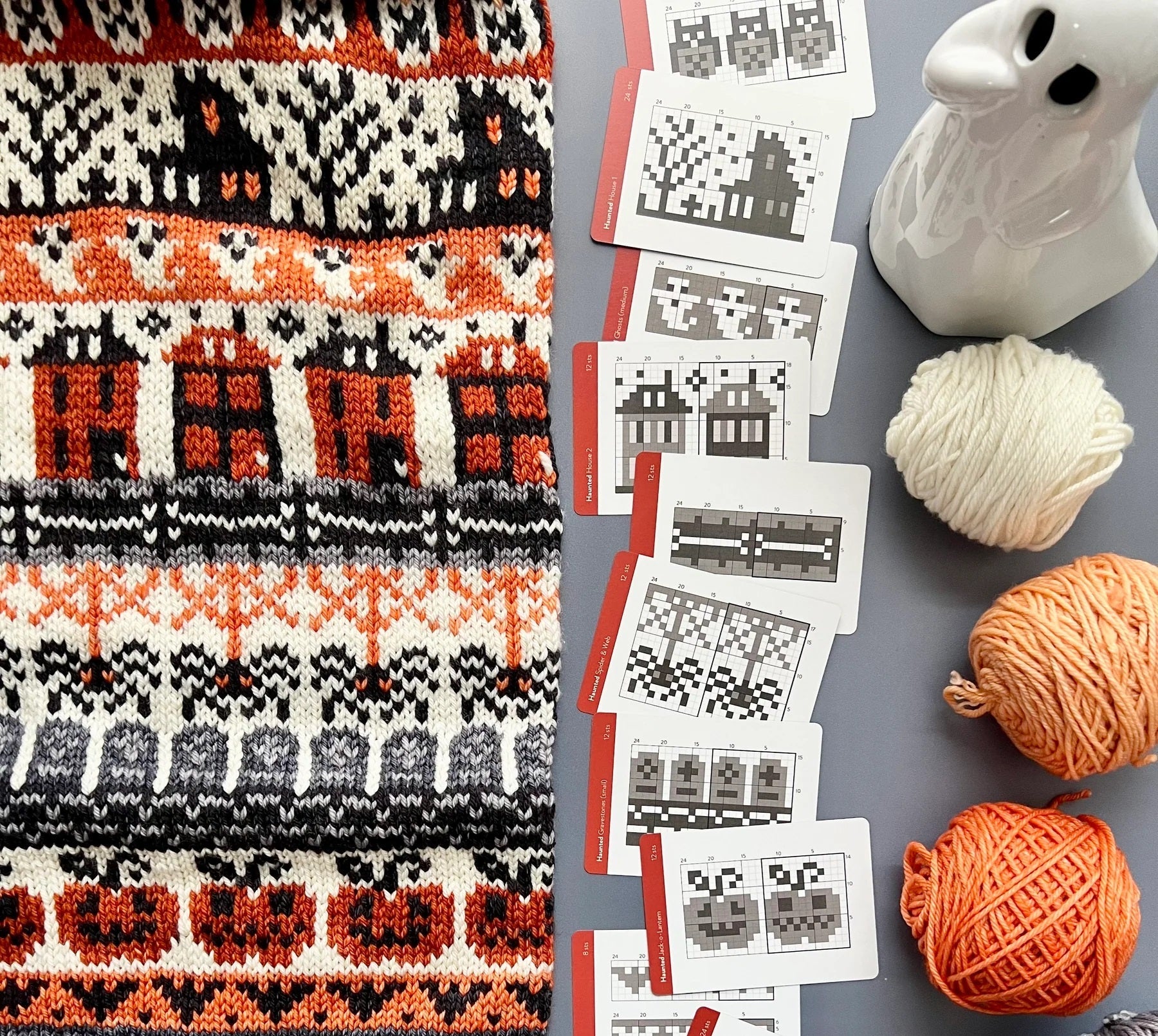 Haunted Doodle Deck: Knitting Chart & Stitch Dictionary cards - Yarn Love Knitting Pattern