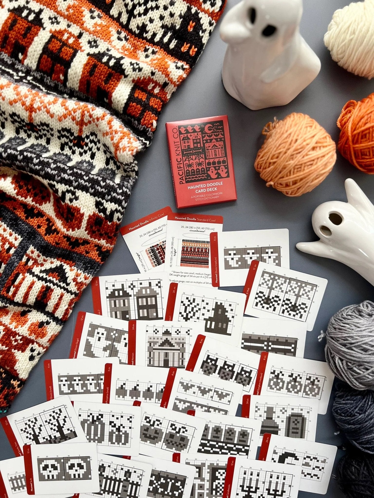 Haunted Doodle Deck: Knitting Chart & Stitch Dictionary cards - Yarn Love Knitting Pattern