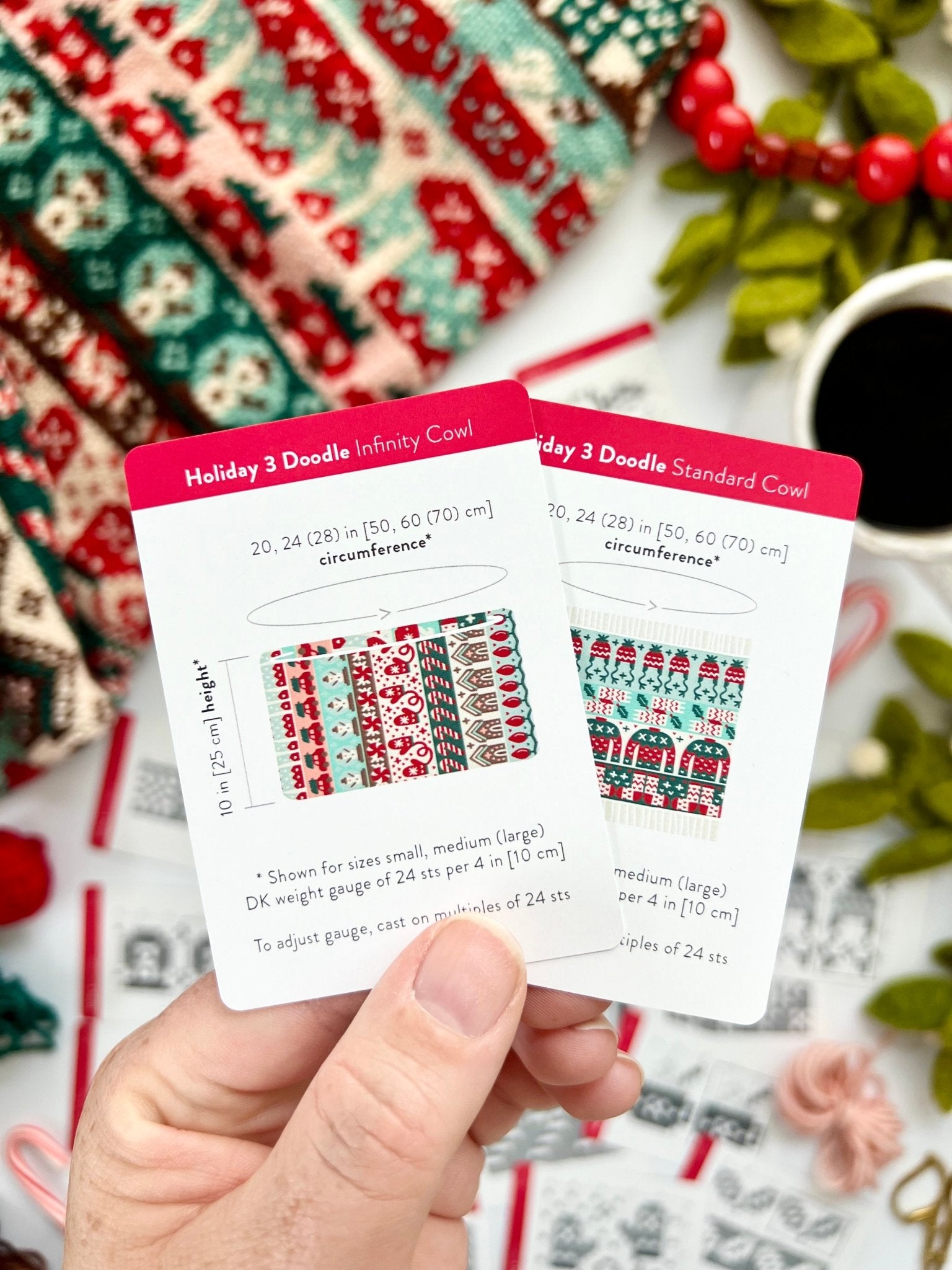 Holiday 3 Doodle Deck: Knitting Chart & Stitch Dictionary cards - Yarn Love Knitting Pattern