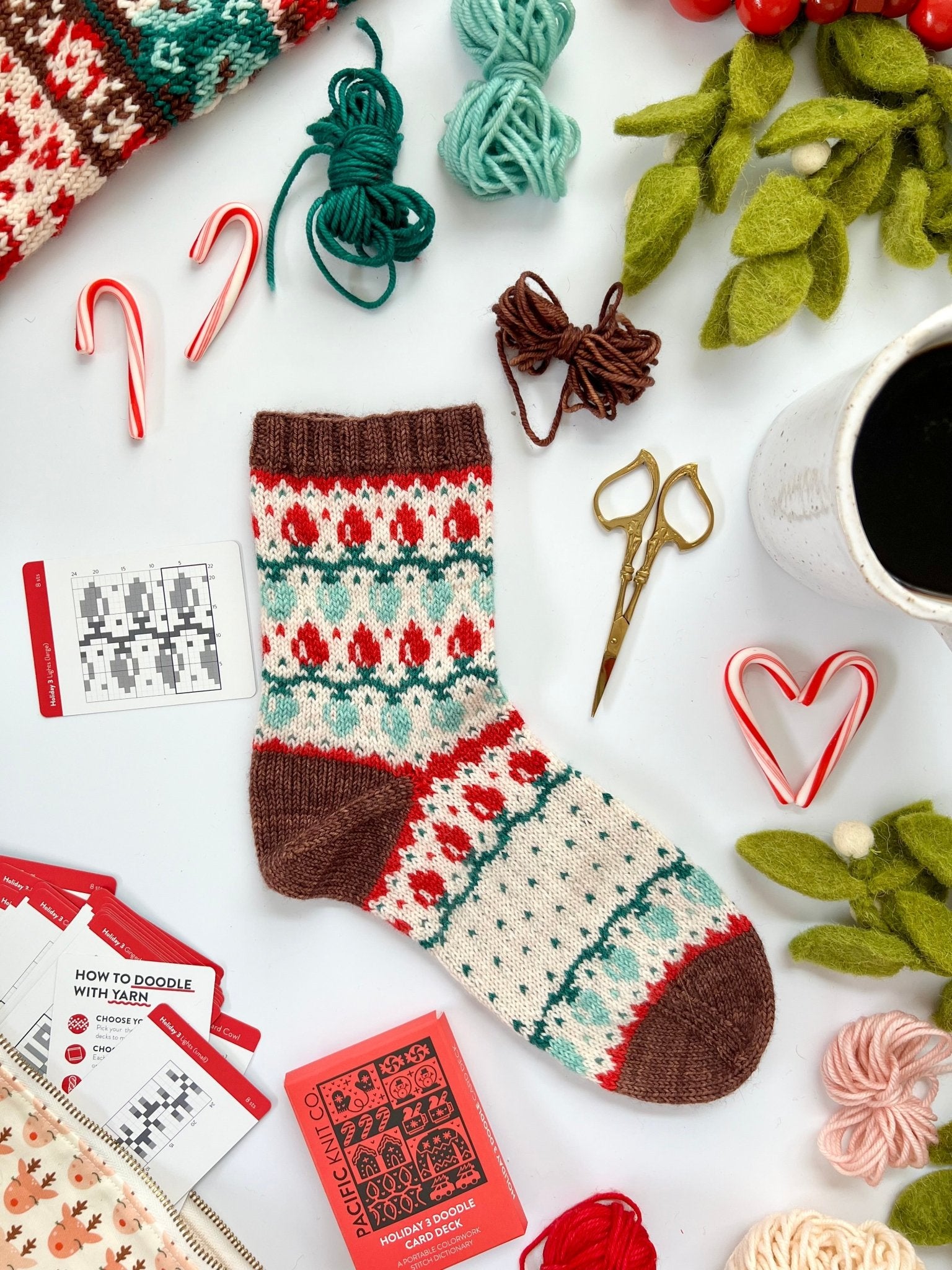 Holiday 3 Doodle Deck: Knitting Chart & Stitch Dictionary cards - Yarn Love Knitting Pattern