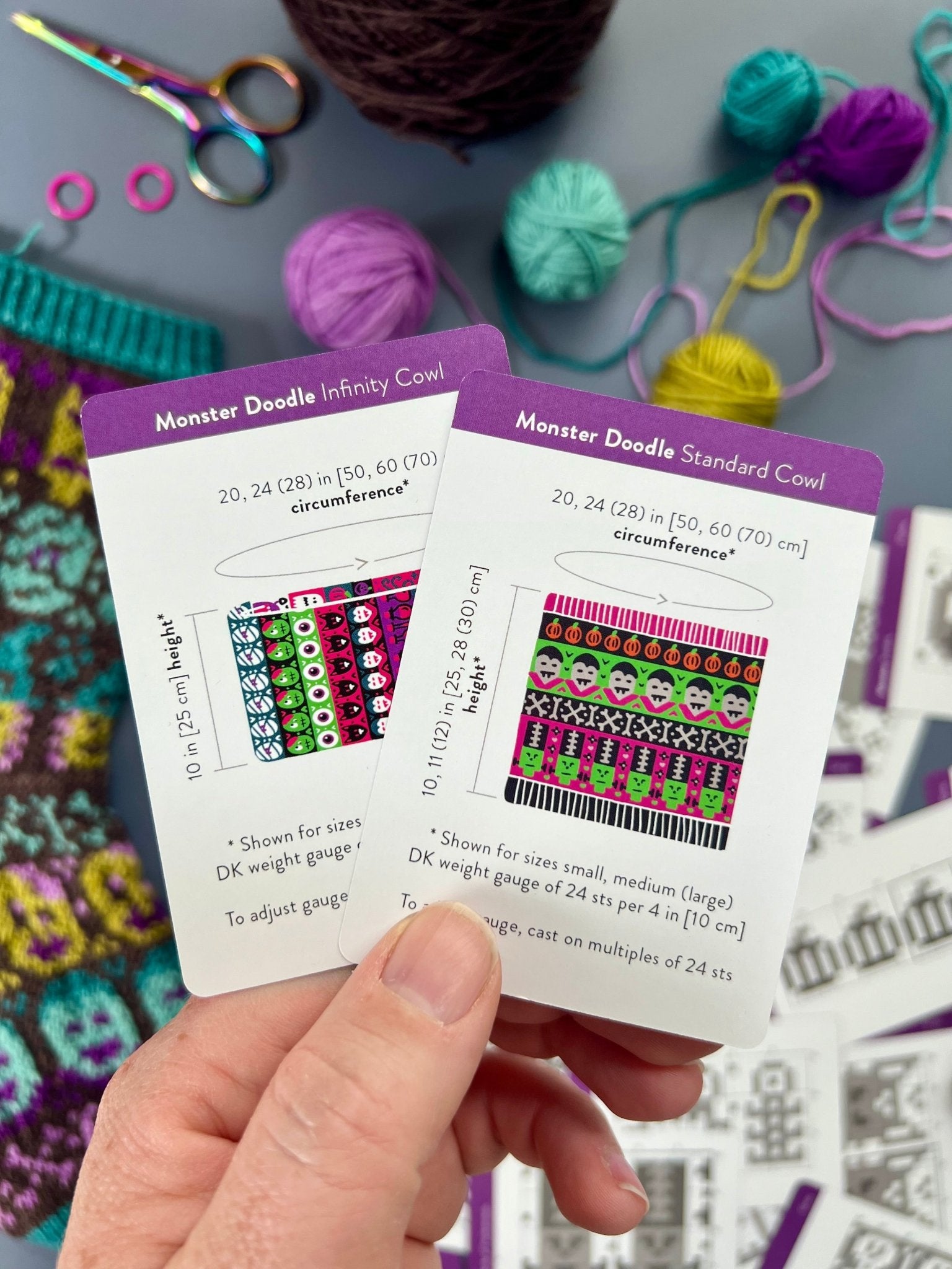 Monster Doodle Deck: Knitting Chart & Stitch Dictionary cards - Yarn Love Knitting Pattern