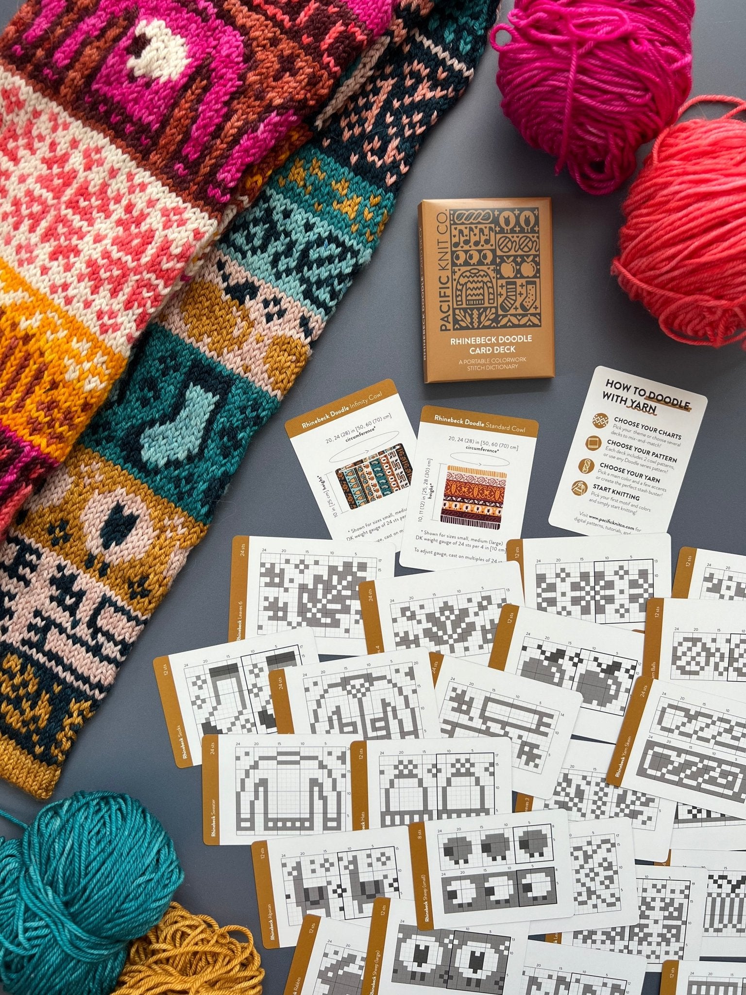 Rhinebeck Doodle Deck: Knitting Chart & Stitch Dictionary cards - Yarn Love Knitting Pattern